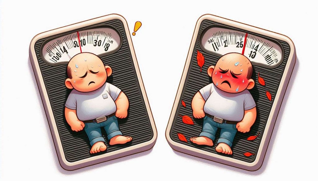 دو ترازو؛ یکی عدد کم نشان می‌دهد، دیگری با علامت هشدار قرمز