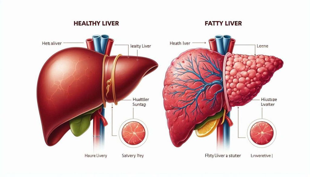 ساختار مقایسه‌ای کبد سالم و کبد چرب