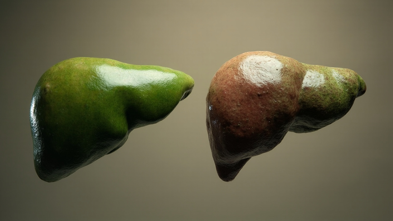 تصویر مقایسه‌ای کبد سالم و کبد چرب گرید 1