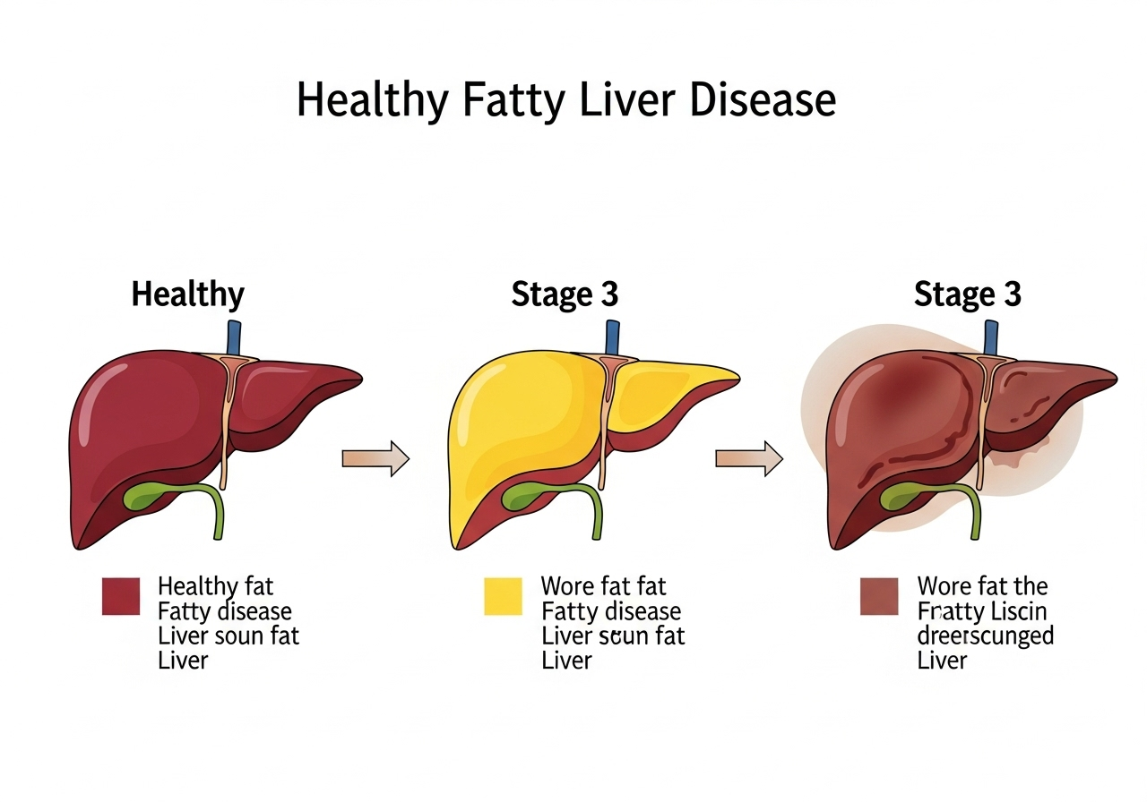 پیشرفت کبد چرب از سالم تا گرید 3