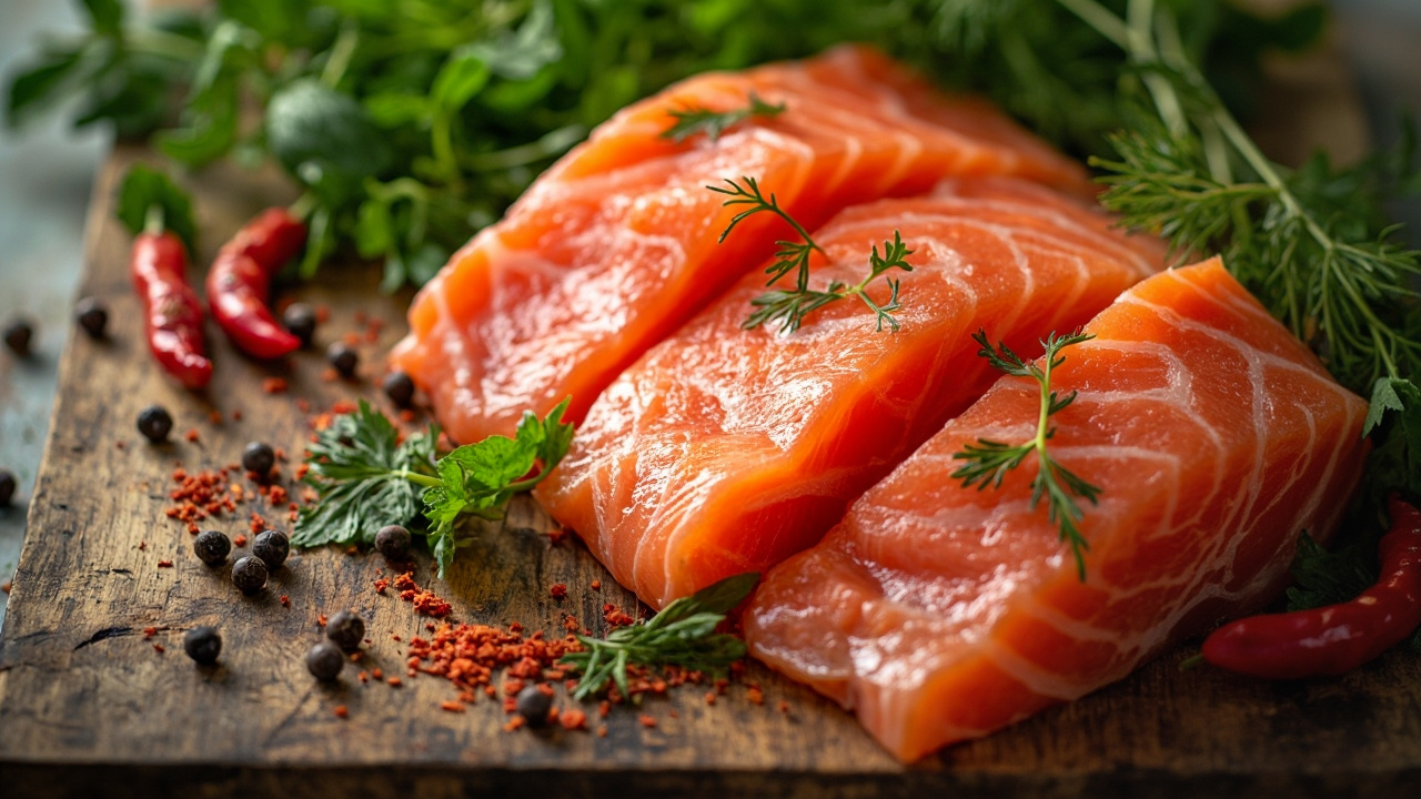 فیله سالمون تازه و خام برای پخت، سرشار از پروتئین و ویتامین