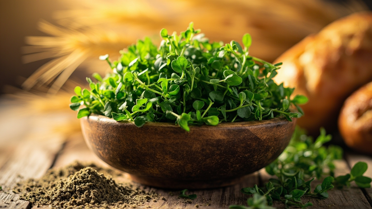 برگ‌های تازه زعتر و ادویه زعتر در کاسه چوبی