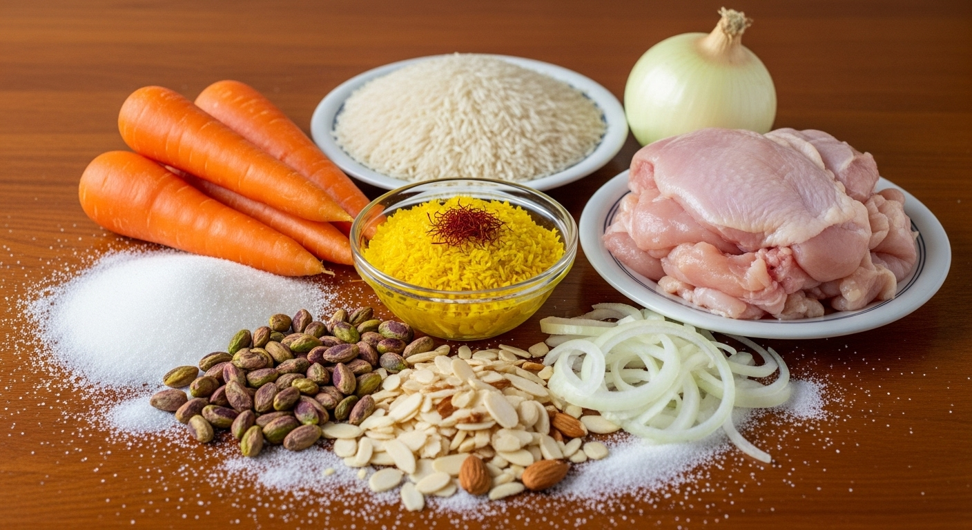 مواد لازم هویج پلو