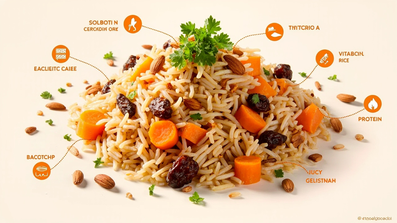 اینفوگرافیک ارزش غذایی هویج پلو با مرغ