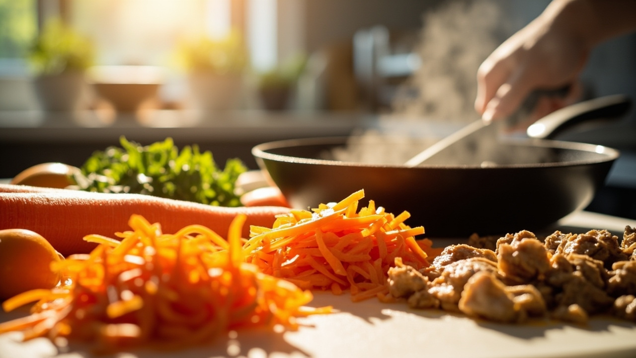 مراحل آماده‌سازی هویج پلو با مرغ