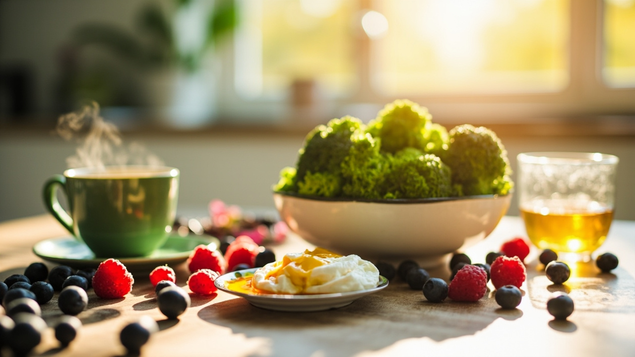 غذاهای مفید برای میکروب معده: کلم بروکلی، ماست پروبیوتیک، توت‌ها، عسل و چای سبز