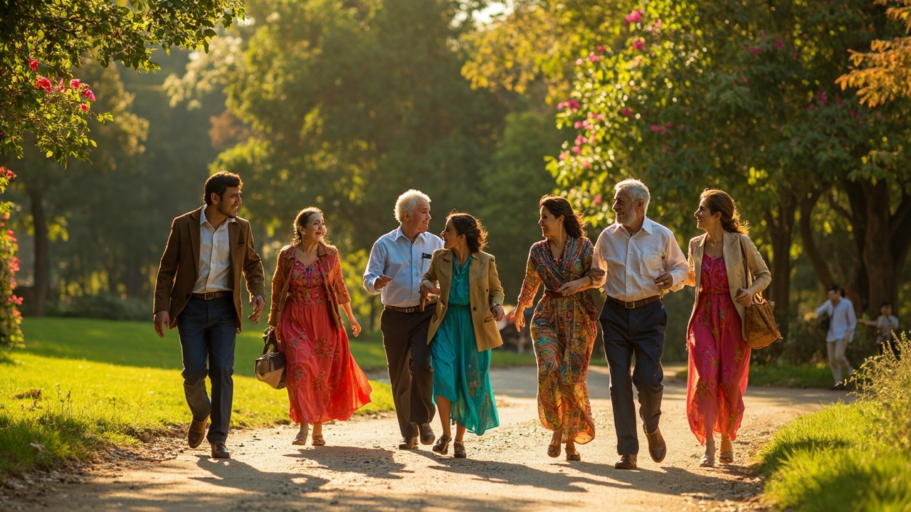 افراد در حال پیاده‌روی و فعالیت بدنی در پارک