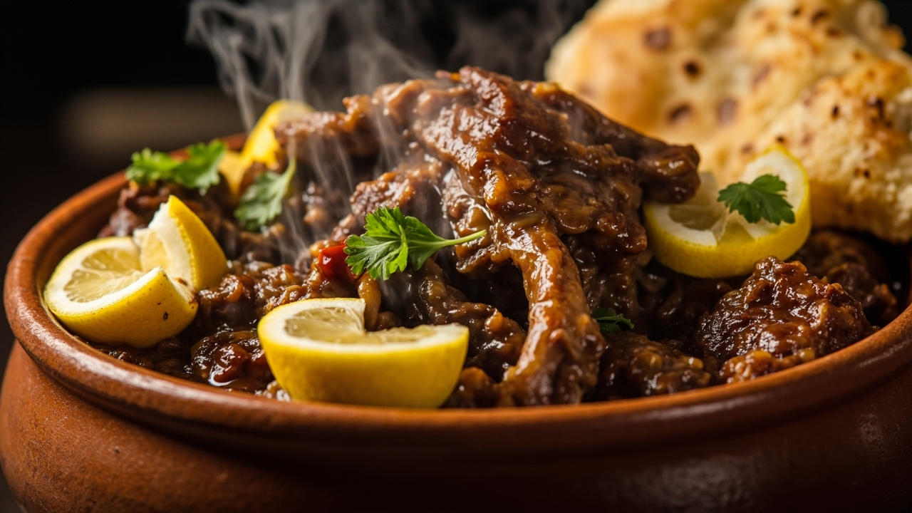 کاسه کله پاچه آماده سرو با لیمو