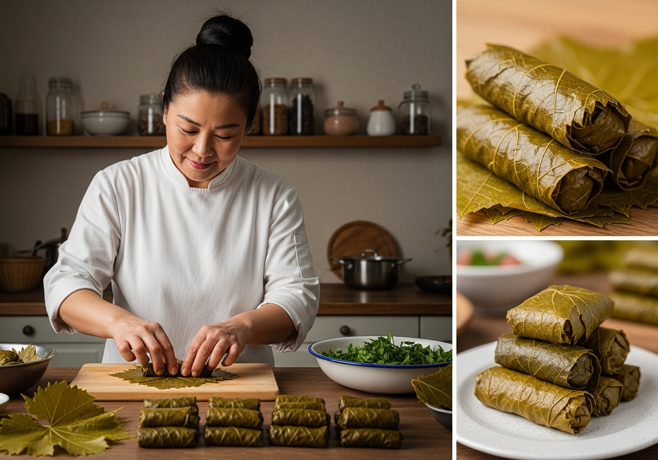 پیچیدن دلمه برگ مو