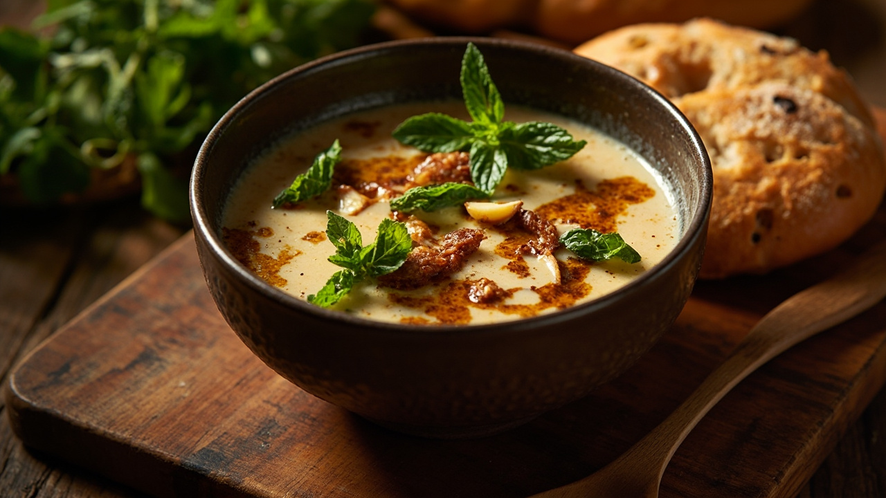 سرو و نگهداری آش ترخینه در ظرف مناسب