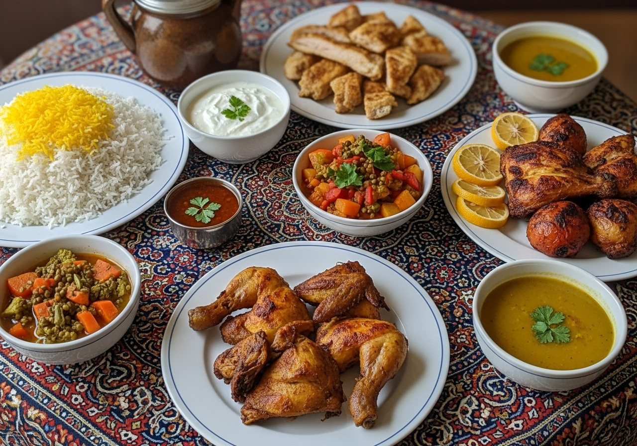 بشقاب متنوع مواد غذایی برای ورزشکار