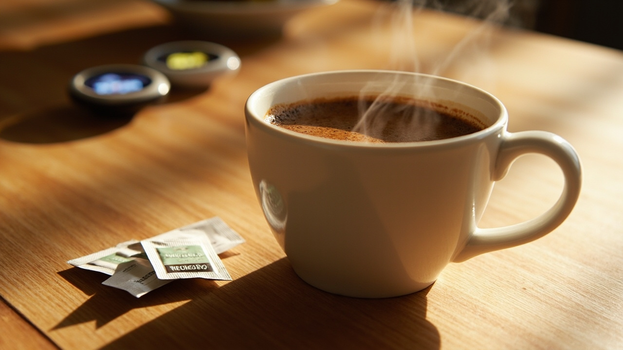 قهوه با استویا و نماد کنترل قند خون