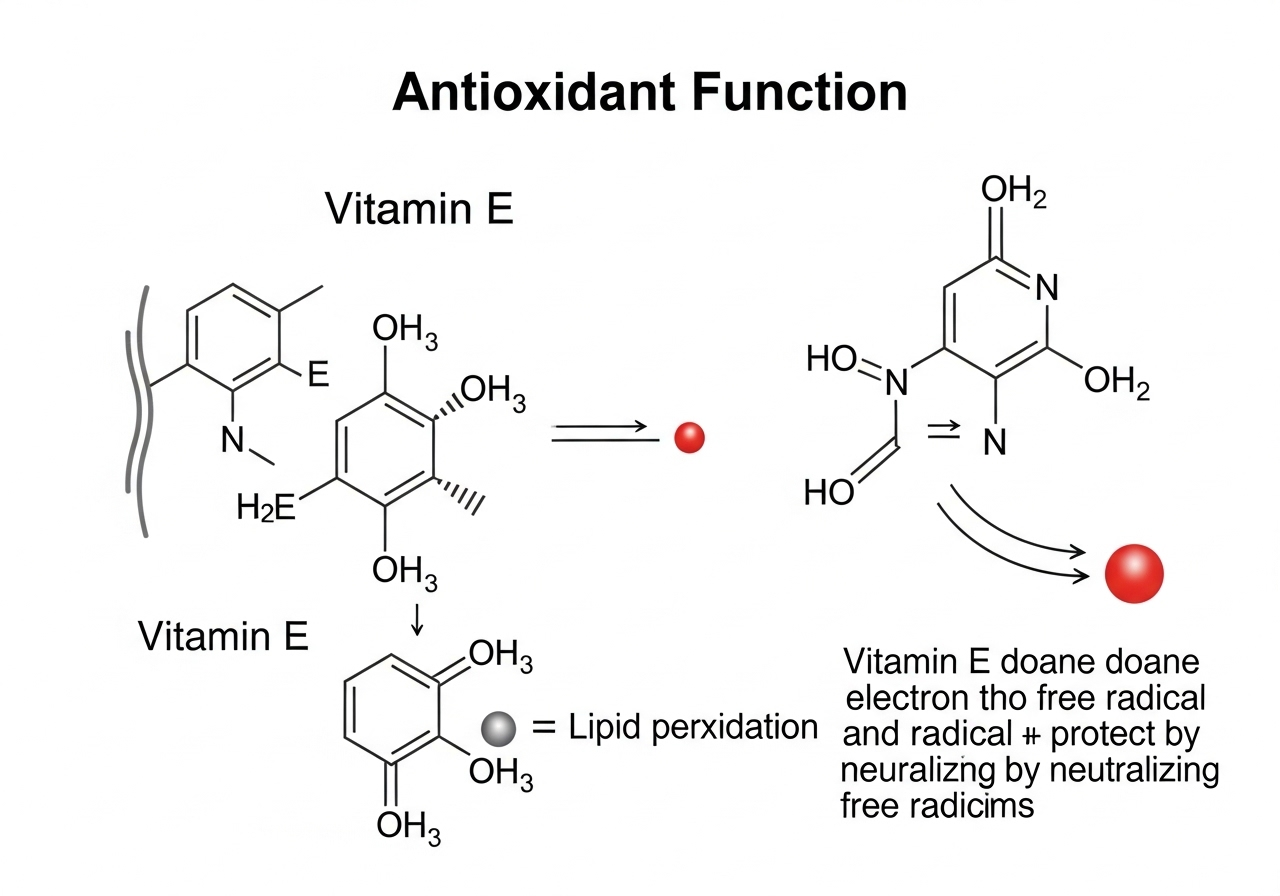 تصویر مکانیسم آنتی‌اکسیدانی ویتامین E