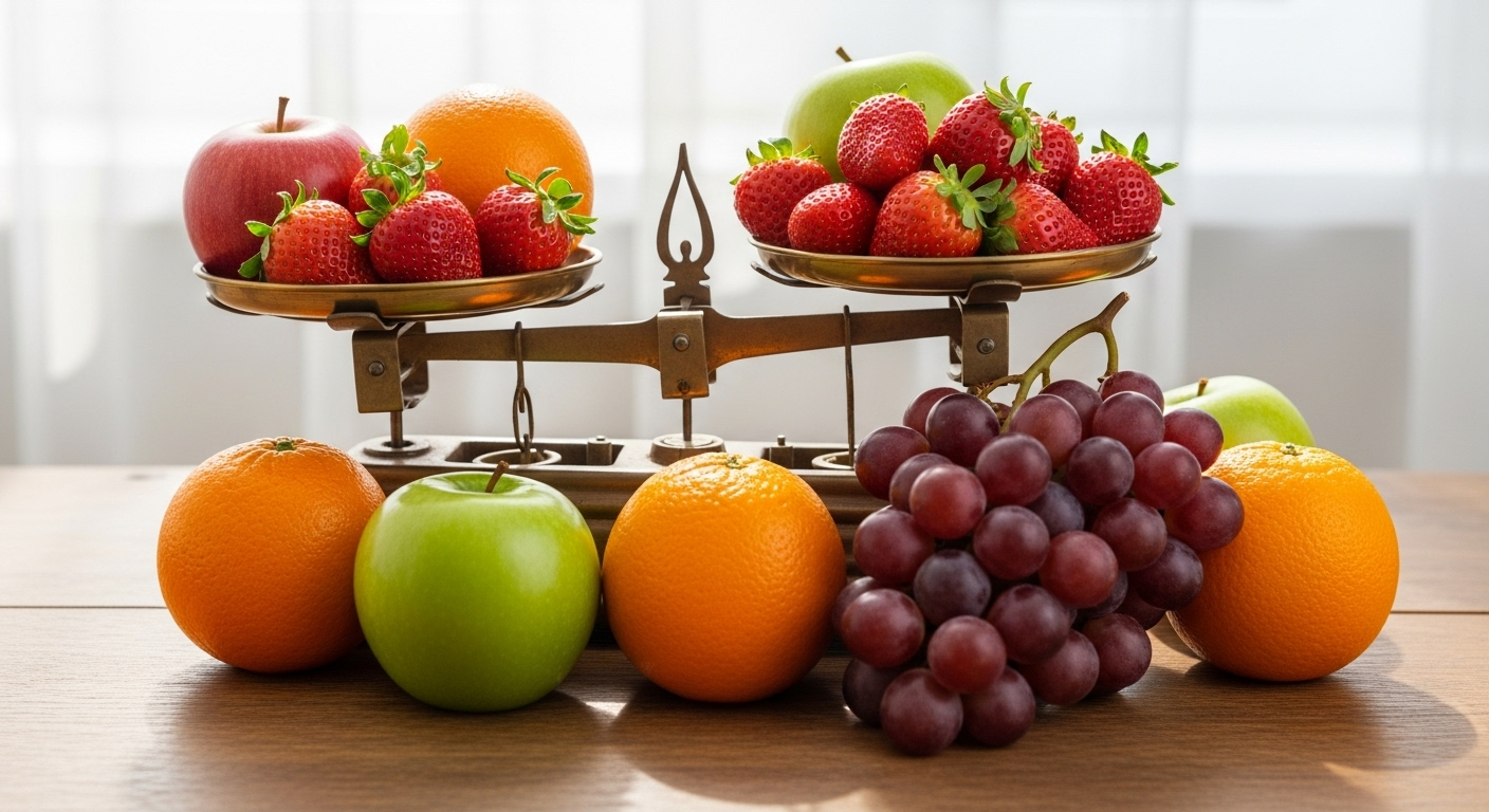 ترازو دیجیتال، سیب و متر