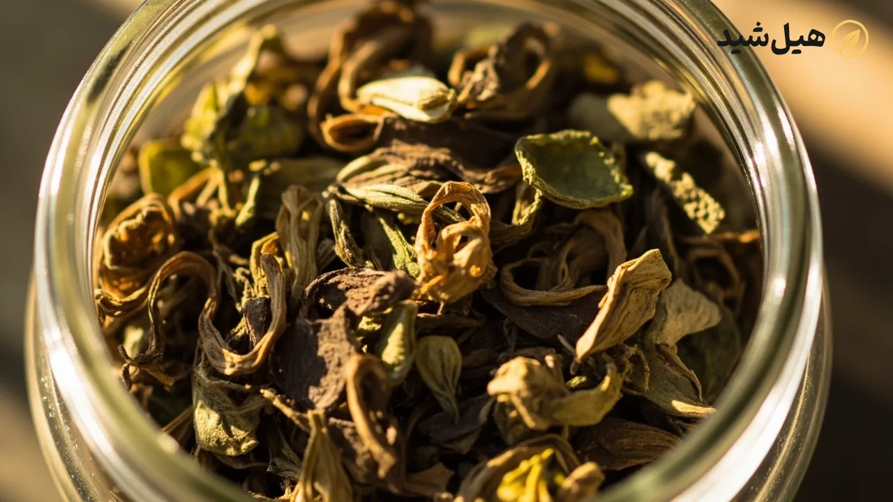 گل‌ها و برگ‌های خشک چای کوهی