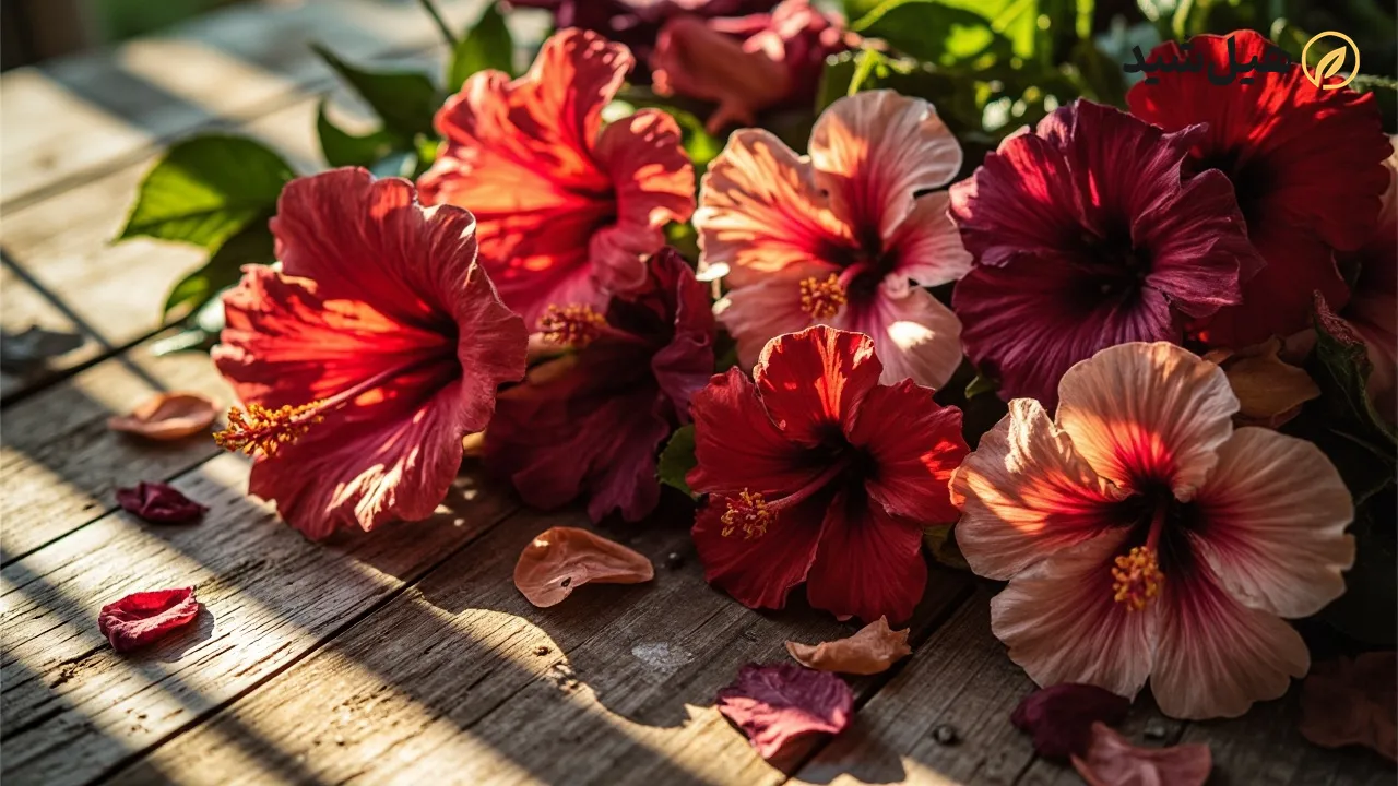 گل‌های هیبیسکوس تازه و خشک شده