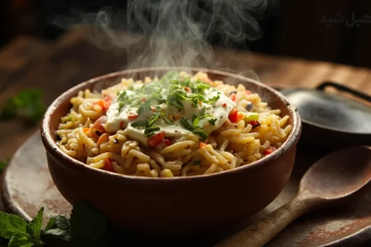 کاسه آش ترخینه گرم با کشک و نعناع داغ، غذای سنتی و سالم