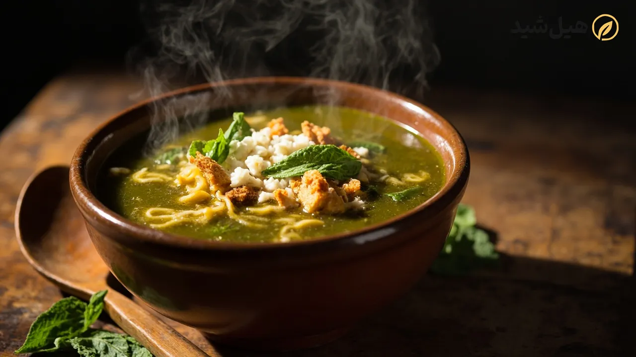 کاسه آش ترخینه گرم و لذیذ آماده سرو