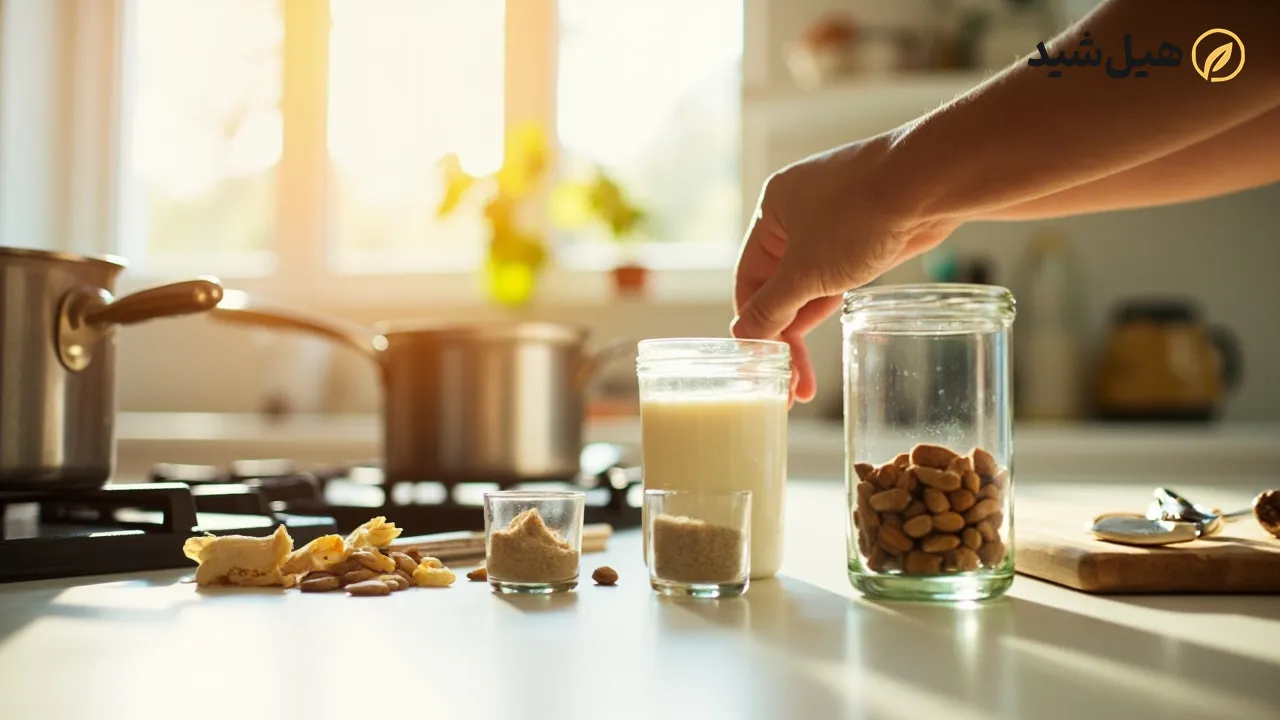 آماده‌سازی حریره بادام خانگی برای نوزادان