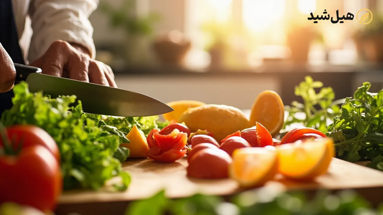 آماده‌سازی غذای سالم و تازه در آشپزخانه