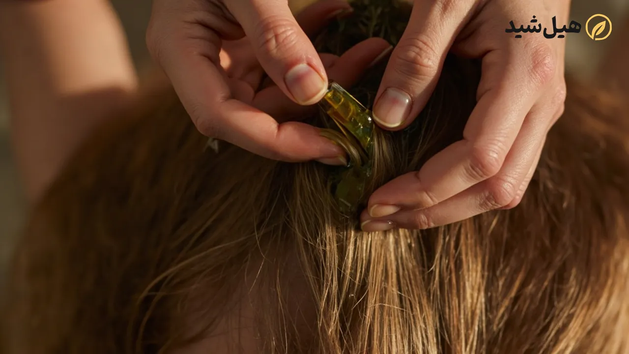 ماساژ روغن رزماری روی پوست سر برای سلامت مو و جلوگیری از ریزش