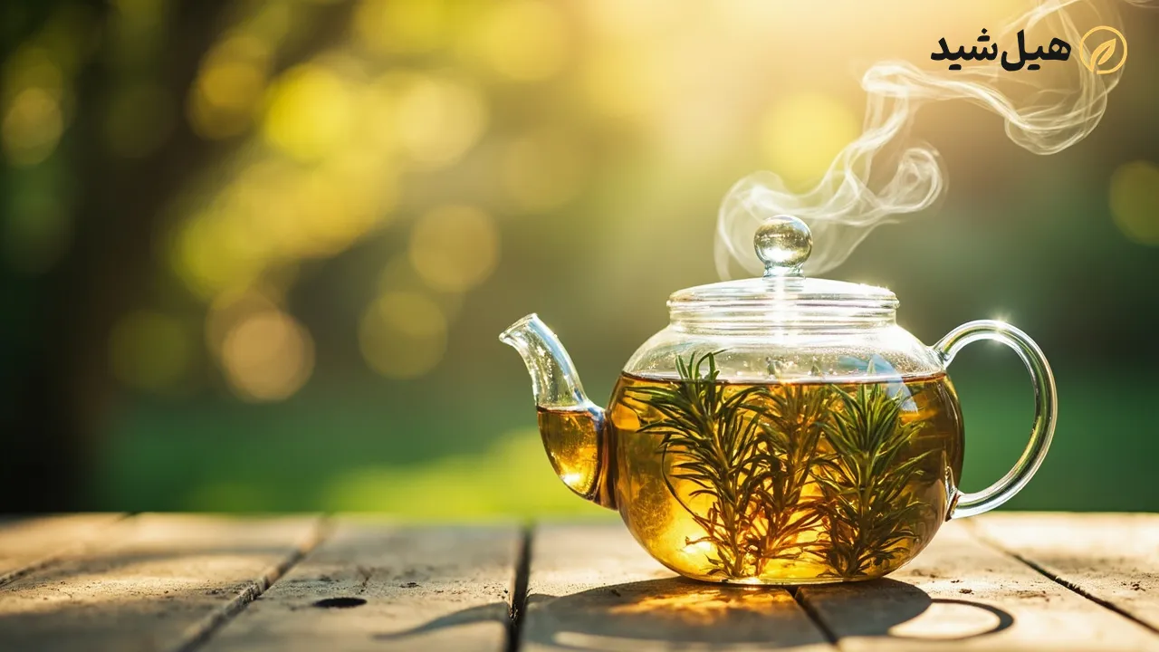 دمنوش گرم رزماری، نشان‌دهنده خواص درمانی گیاه