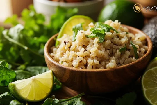 کاسه کینوا پخته شده با سبزیجات تازه و آووکادو، نمادی از رژیم غذایی سالم و مغذی