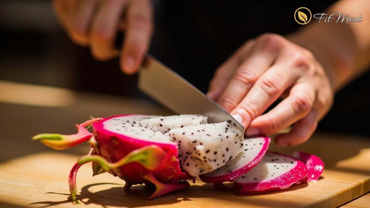 نحوه پوست کندن و برش زدن میوه اژدها برای مصرف آسان