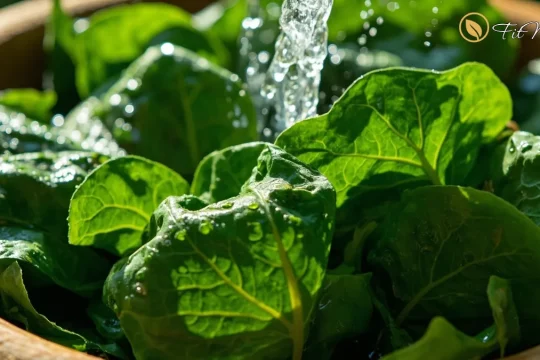 برگ‌های تازه و ارگانیک اسفناج، منبع غنی از ویتامین‌ها و مواد معدنی