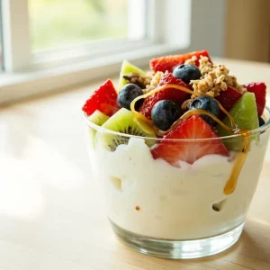 ماست یونانی با میوه و گرانولا
