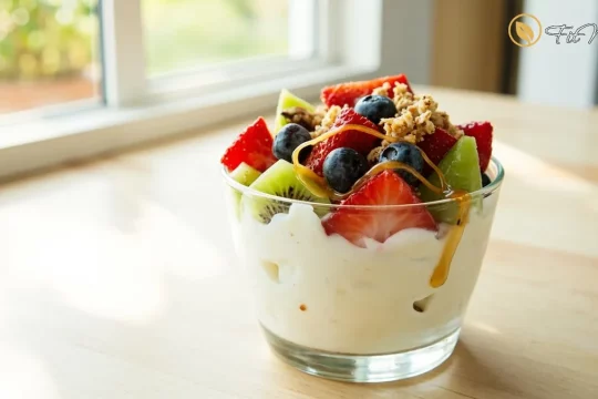 ماست یونانی با میوه و گرانولا