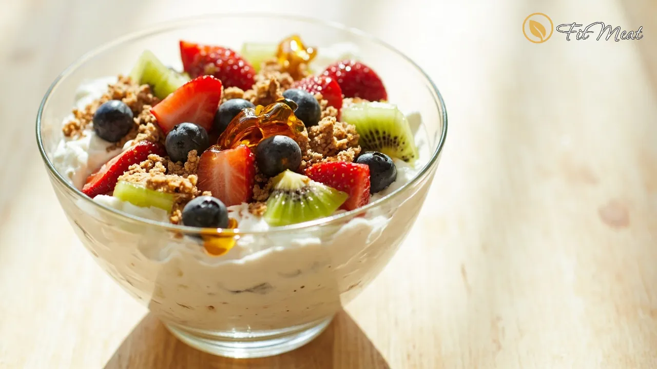 ماست یونانی با میوه و گرانولا