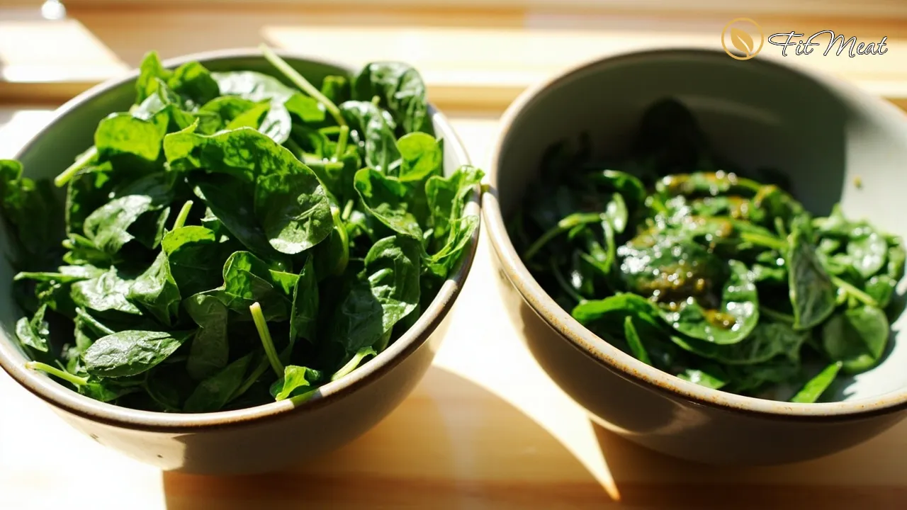 مقایسه خواص اسفناج خام و پخته برای حفظ مواد مغذی