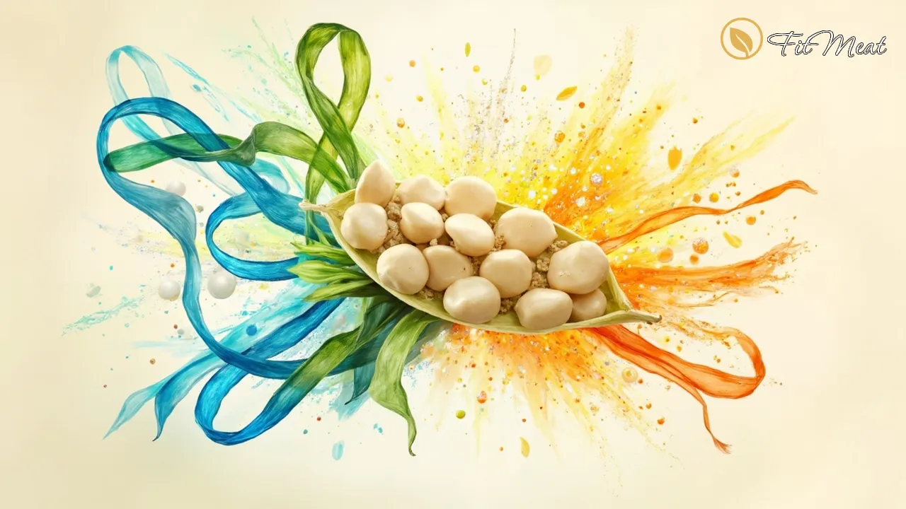 نمودار شماتیک ارزش غذایی سویا، پروتئین، فیبر، ویتامین‌ها