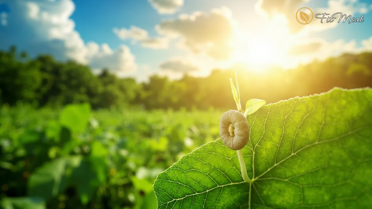 دانه سویای در حال جوانه زدن، نماد رشد و پایداری