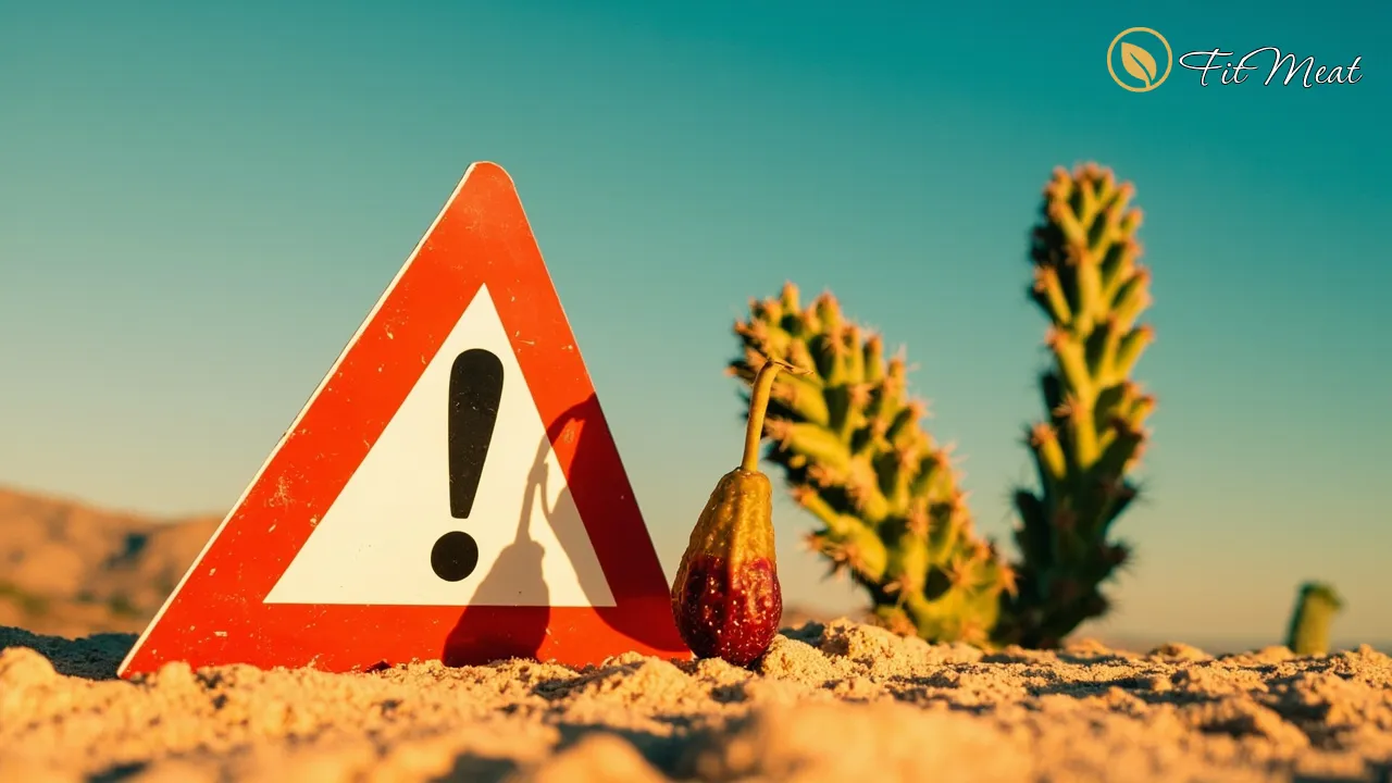نماد هشدار در کنار میوه کاکتوس برای عوارض