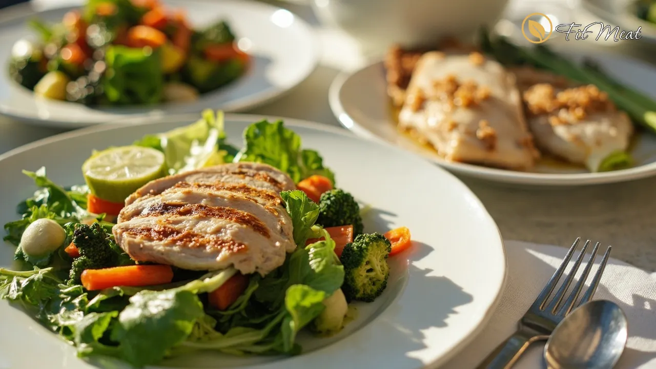 میز شام با غذاهای رژیمی و سالم